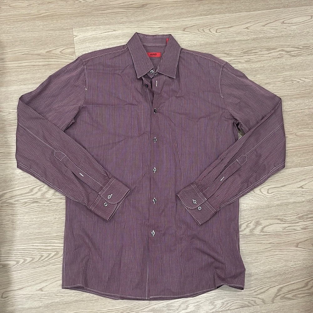 Hugo Boss Purple Dressed Shirt Button Down NEW